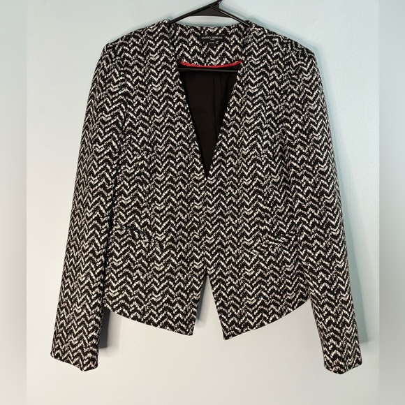 Mario Serrani Jackets & Blazers - Mario Serrani Italy Open Front Classic Womens Blazer Black White Size Medium